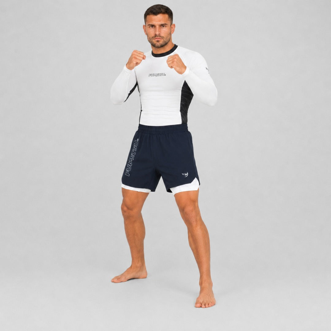 Icon Dual Layer Fight Shorts Navy/White Lifestyle 3