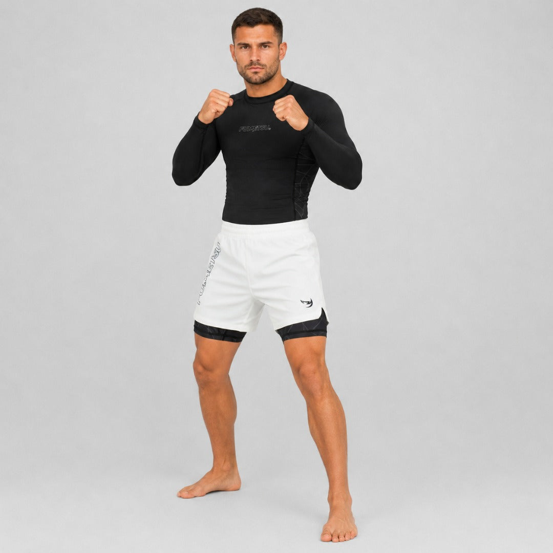 Icon Dual Layer Fight Shorts White/Black
