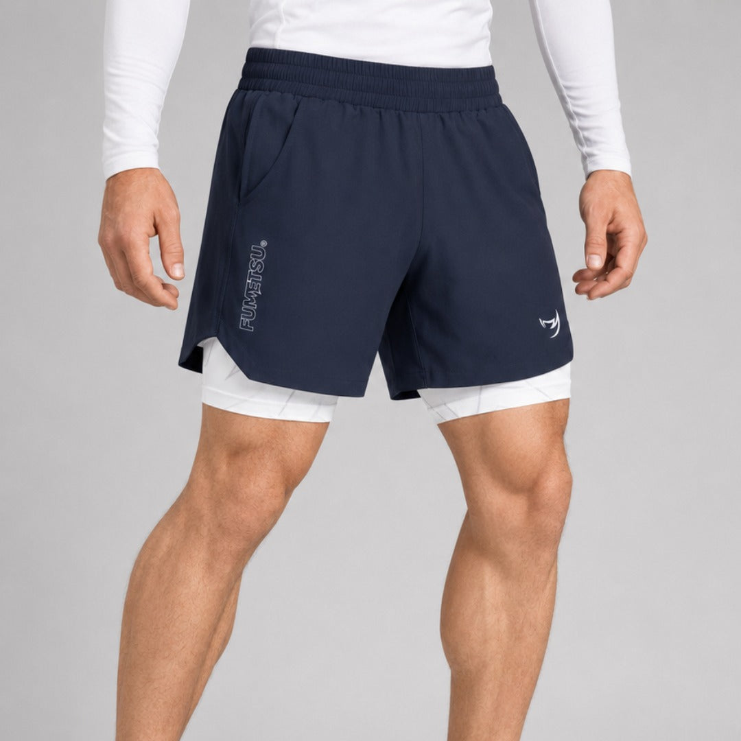 Icon Dual Layer Training Shorts Navy/White Lifestyle 1