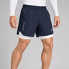 Marineblau/weiße Icon-Doppelschicht-Trainingsshorts