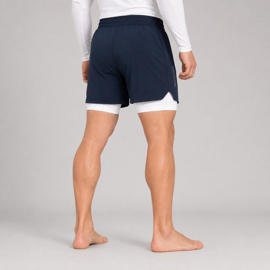 Icon Dual Layer Training Shorts Navy/White Lifestyle 2