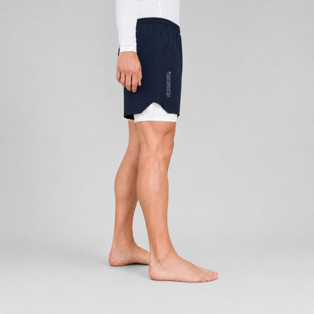 Icon Dual Layer Training Shorts Navy/White Lifestyle 3