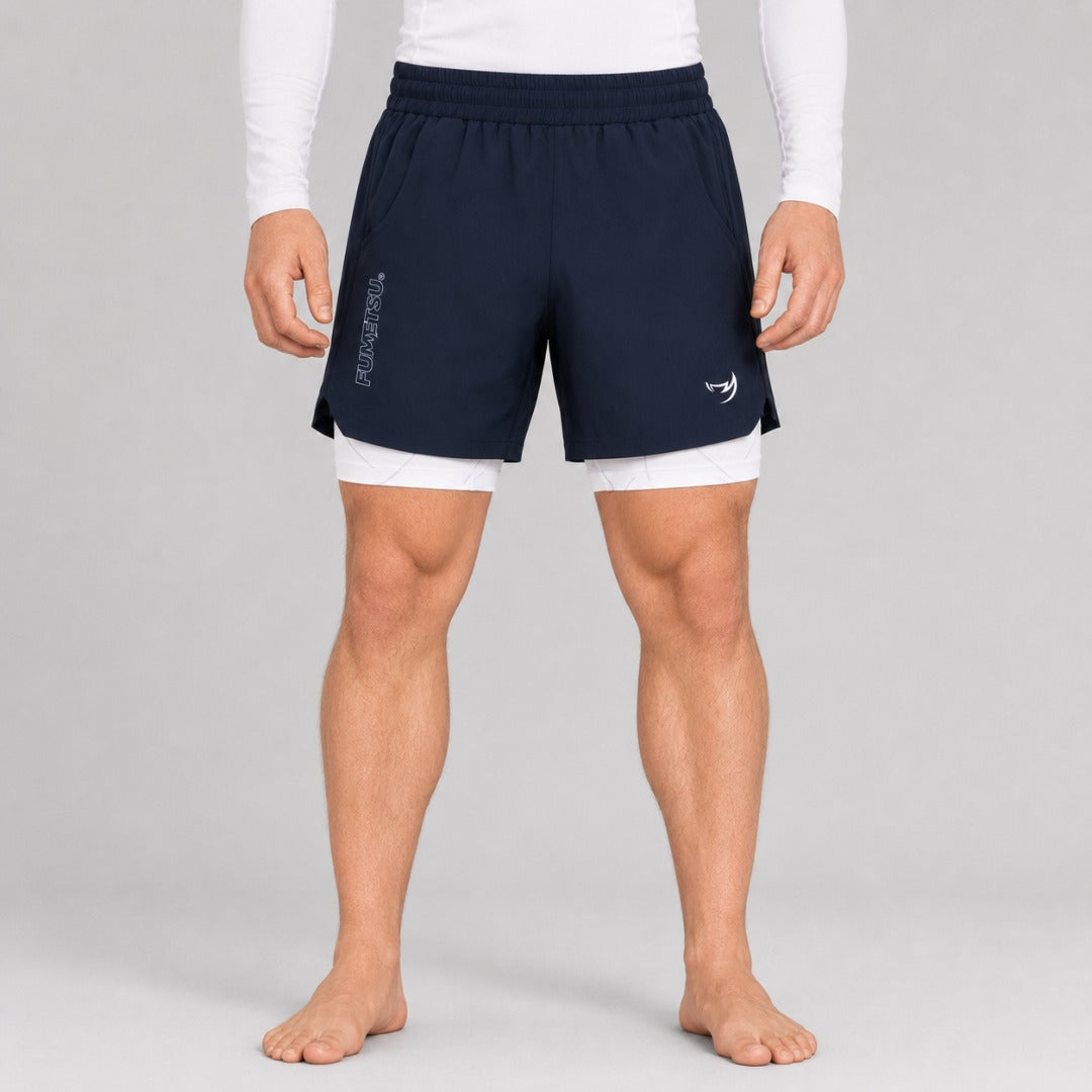 Icon Dual Layer Training Shorts Navy/White Lifestyle 4
