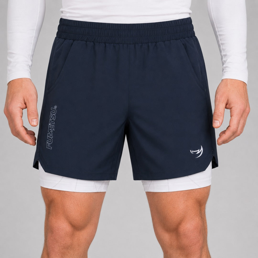 Icon Dual Layer Training Shorts Navy/White Lifestyle 5