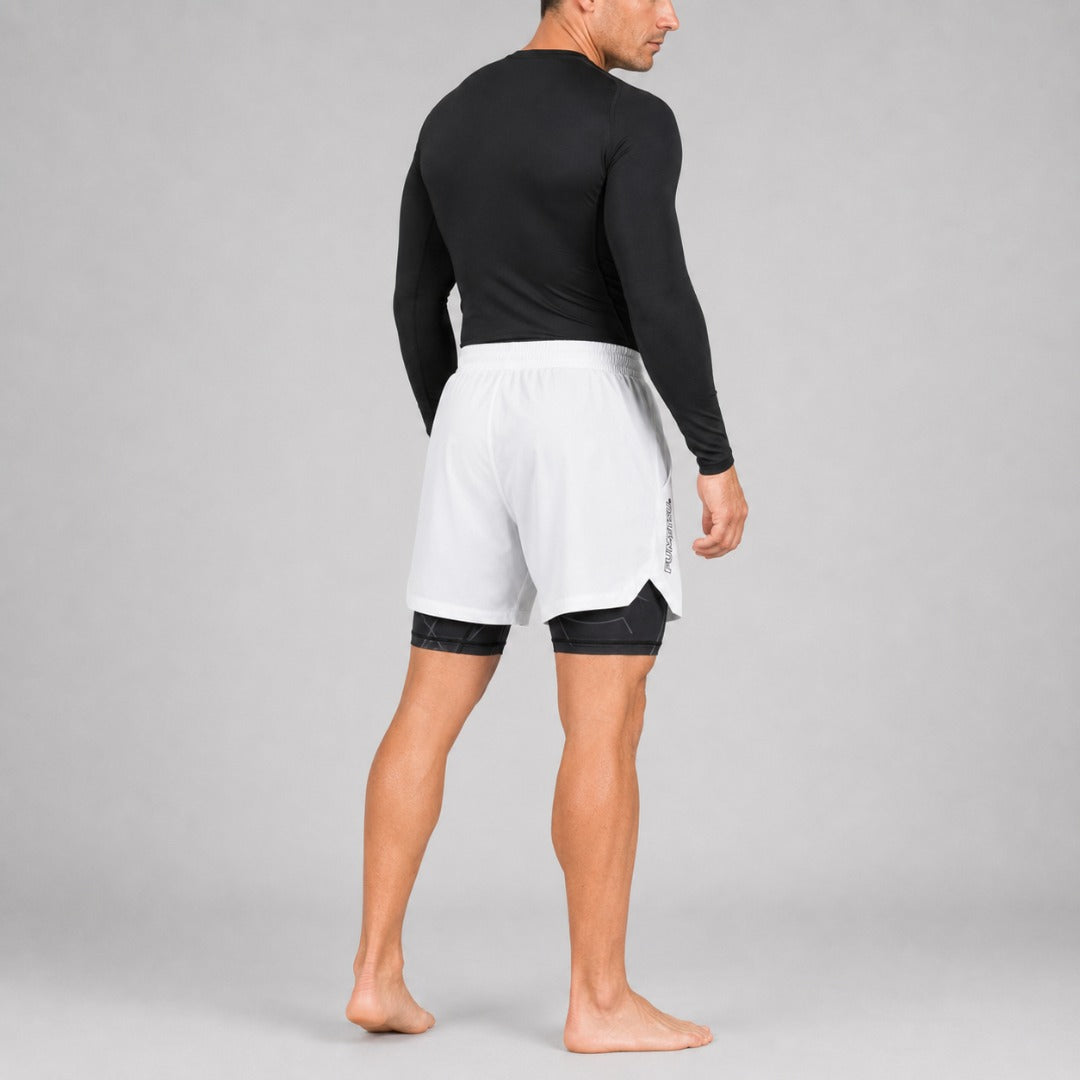Icon Dual Layer Training Shorts White/Black Lifestyle 2