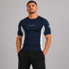 Marineblau/weißer Rashguard mit Icon-Kurzarm