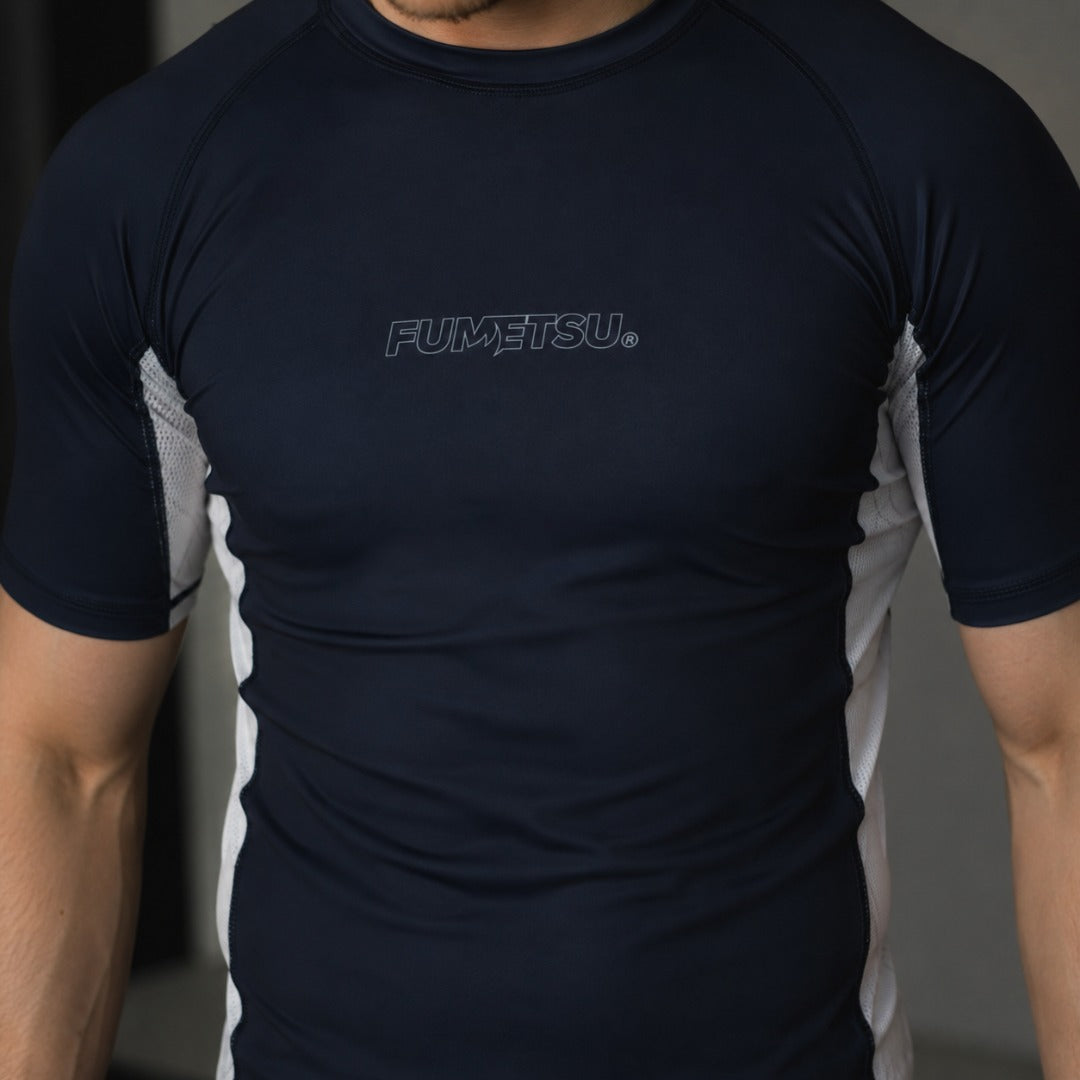 Rashguard à manches courtes Icon bleu marine/blanc