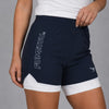 Short de combat double couche Icon bleu marine/blanc pour femme