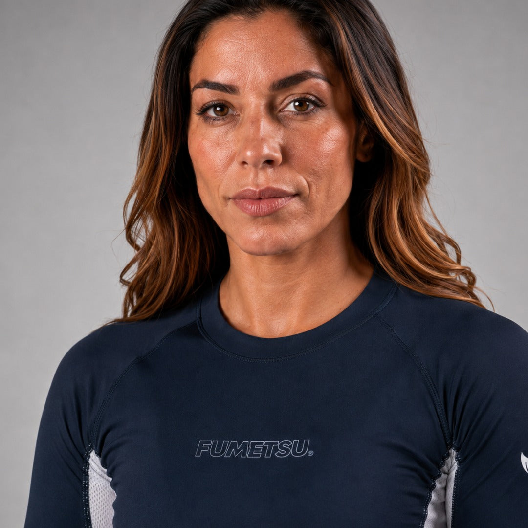 Icon Womens Long Sleeve Rash Guard Navy/White