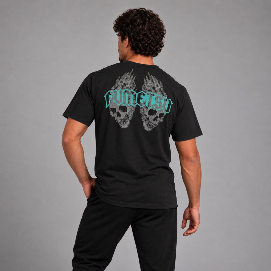Inked - Skulls T-Shirt Black/Grey/Teal