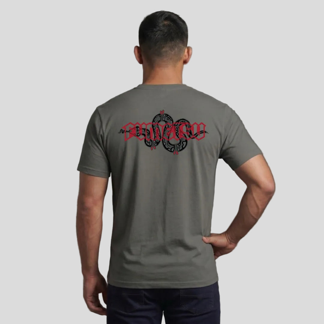 Inked - Snake T-Shirt Charcoal/Red