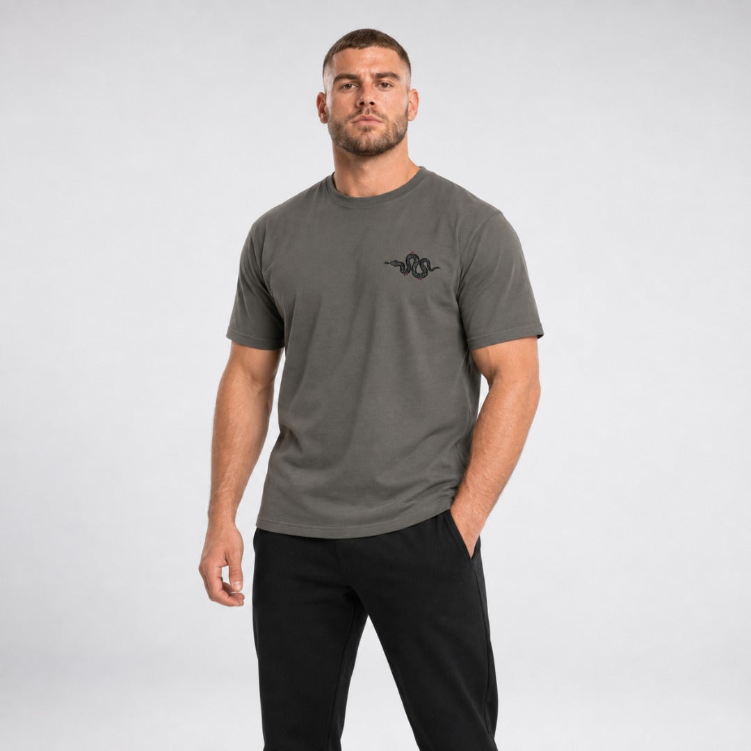 Inked - Snake T-Shirt Charcoal/Red
