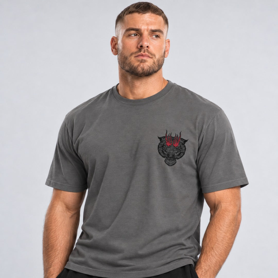 Inked - Tiger T-Shirt Charcoal/Red