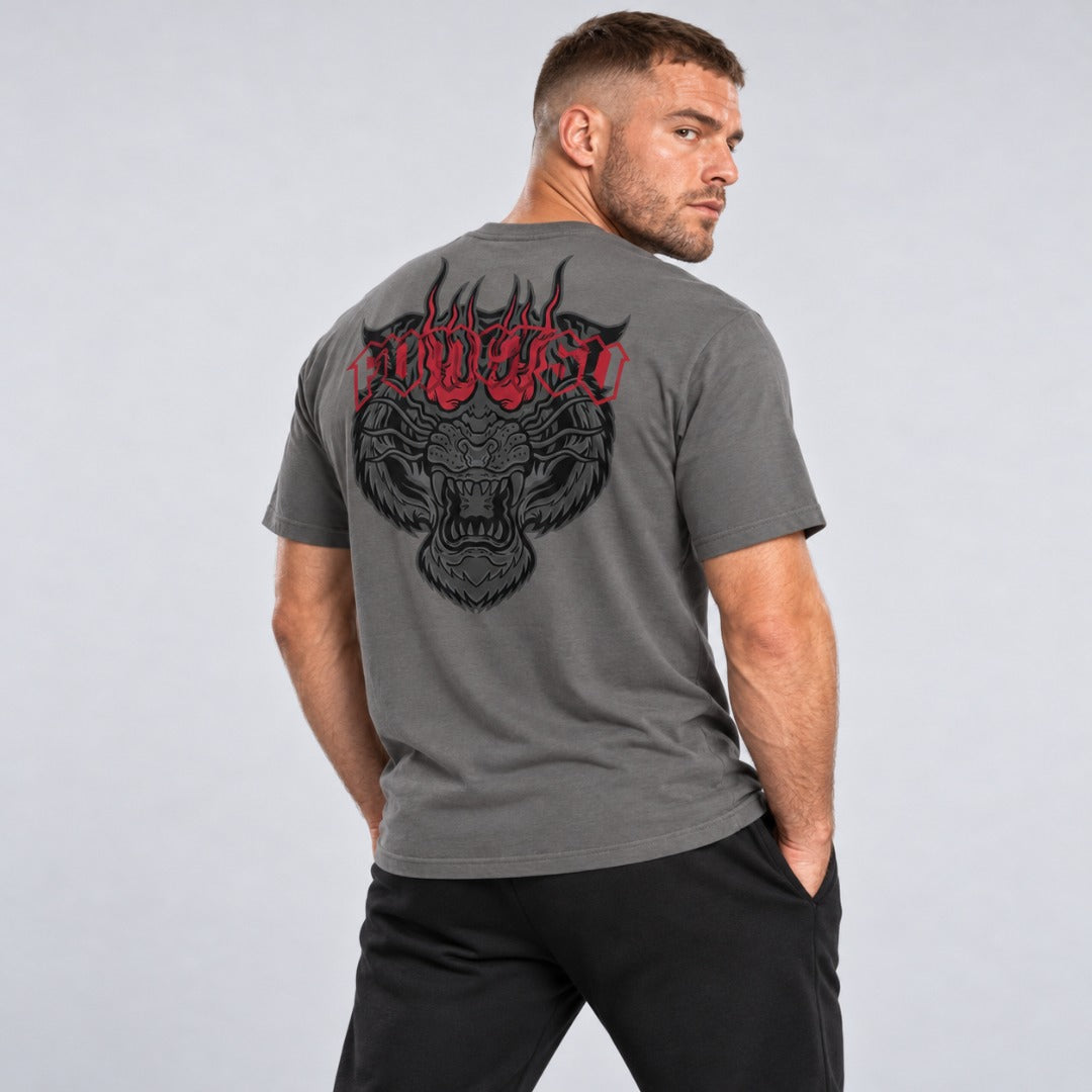 Inked - Tiger T-Shirt Charcoal/Red
