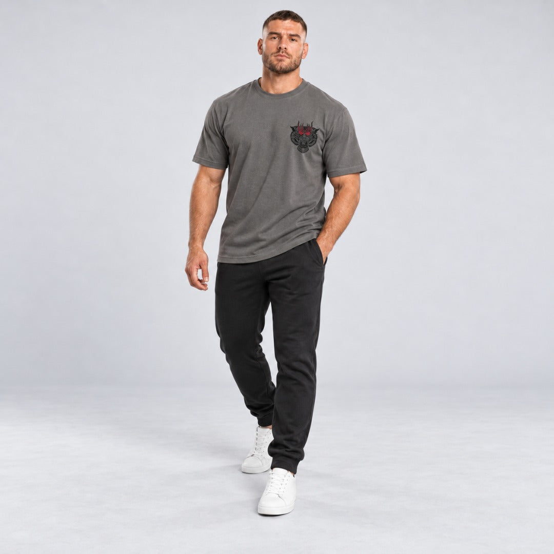 Inked - Tiger T-Shirt Charcoal/Red