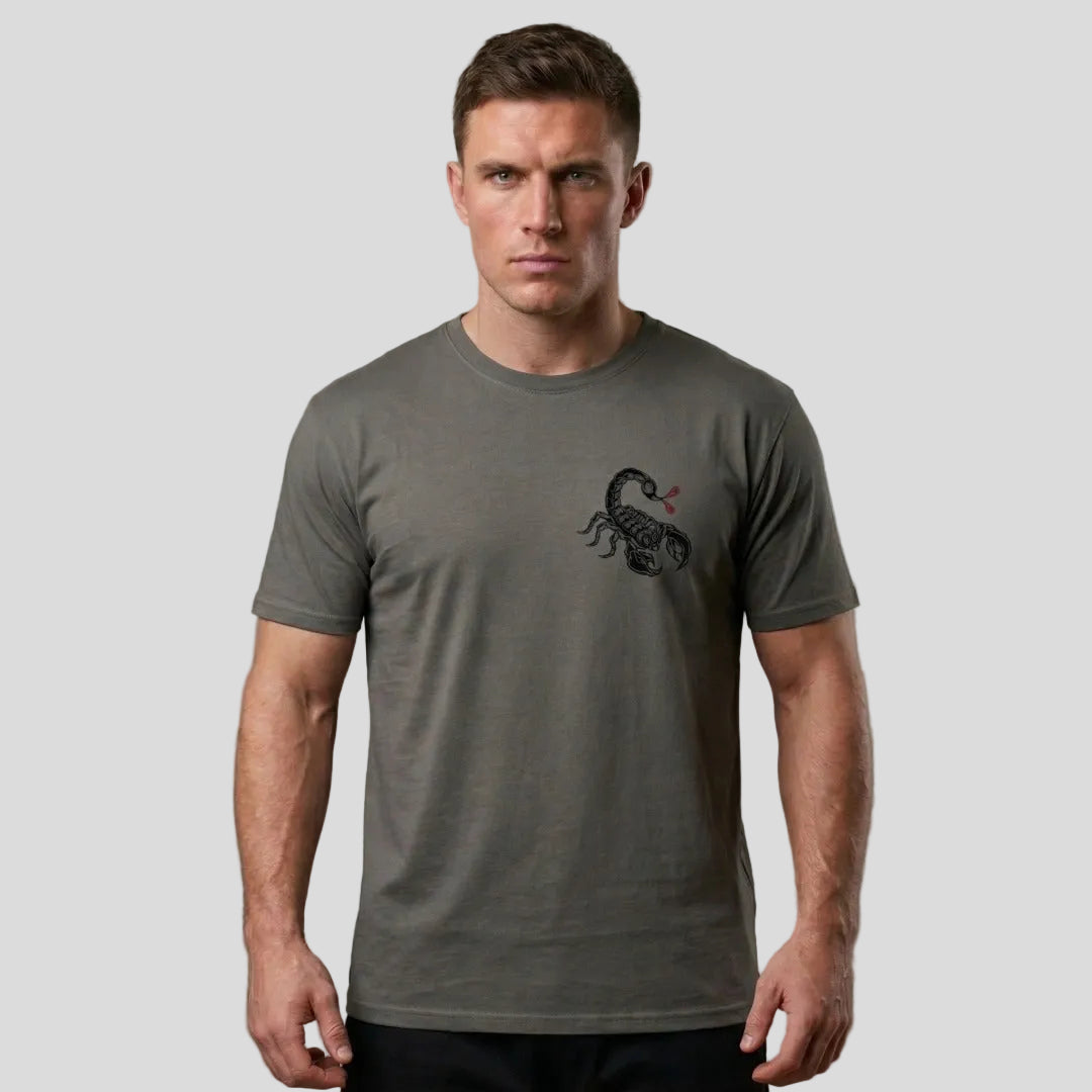 Inked Scorpion T-Shirt Charcoal/Red Lifestyle