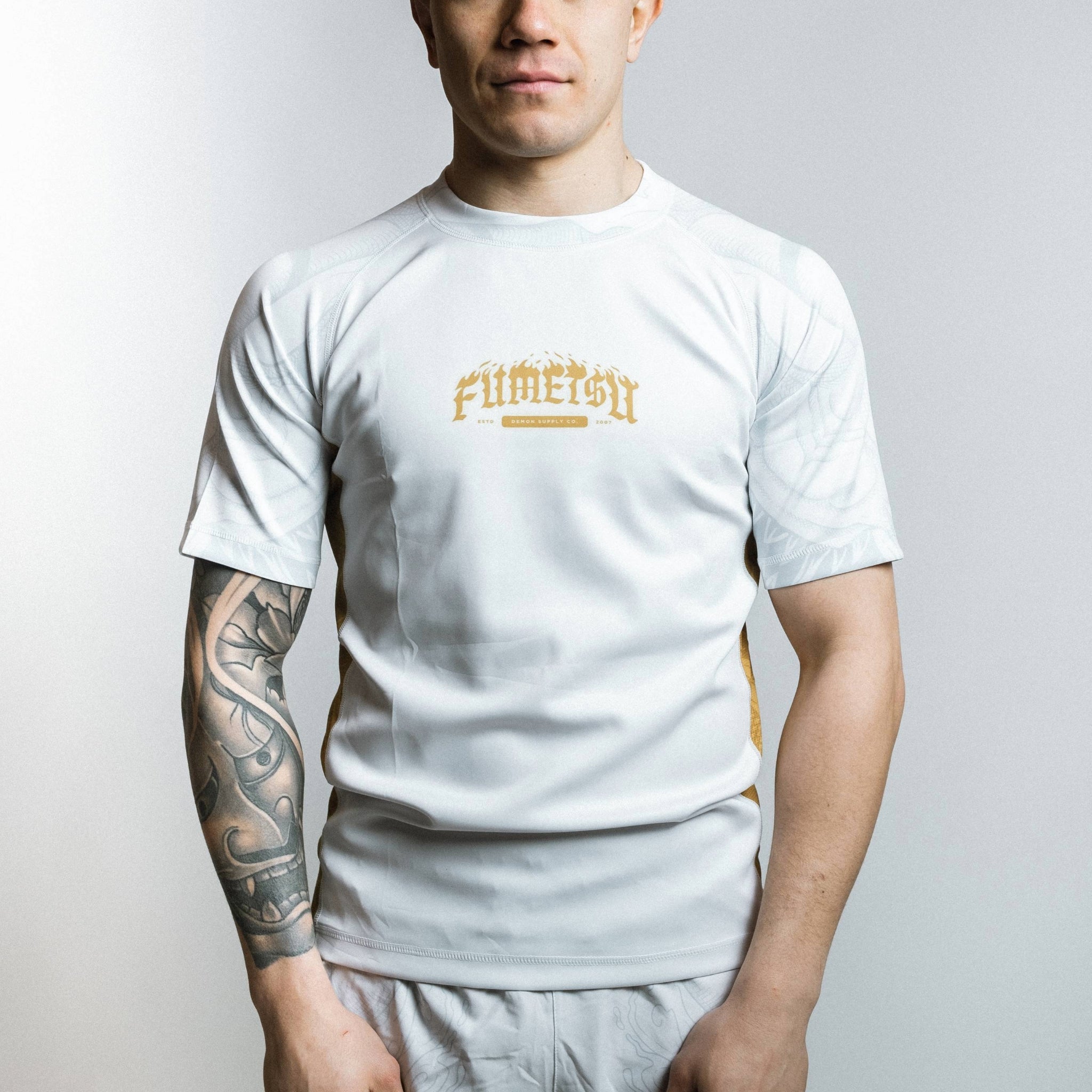 Oni Short Sleeve Rash Guard White/Gold/Grey 5