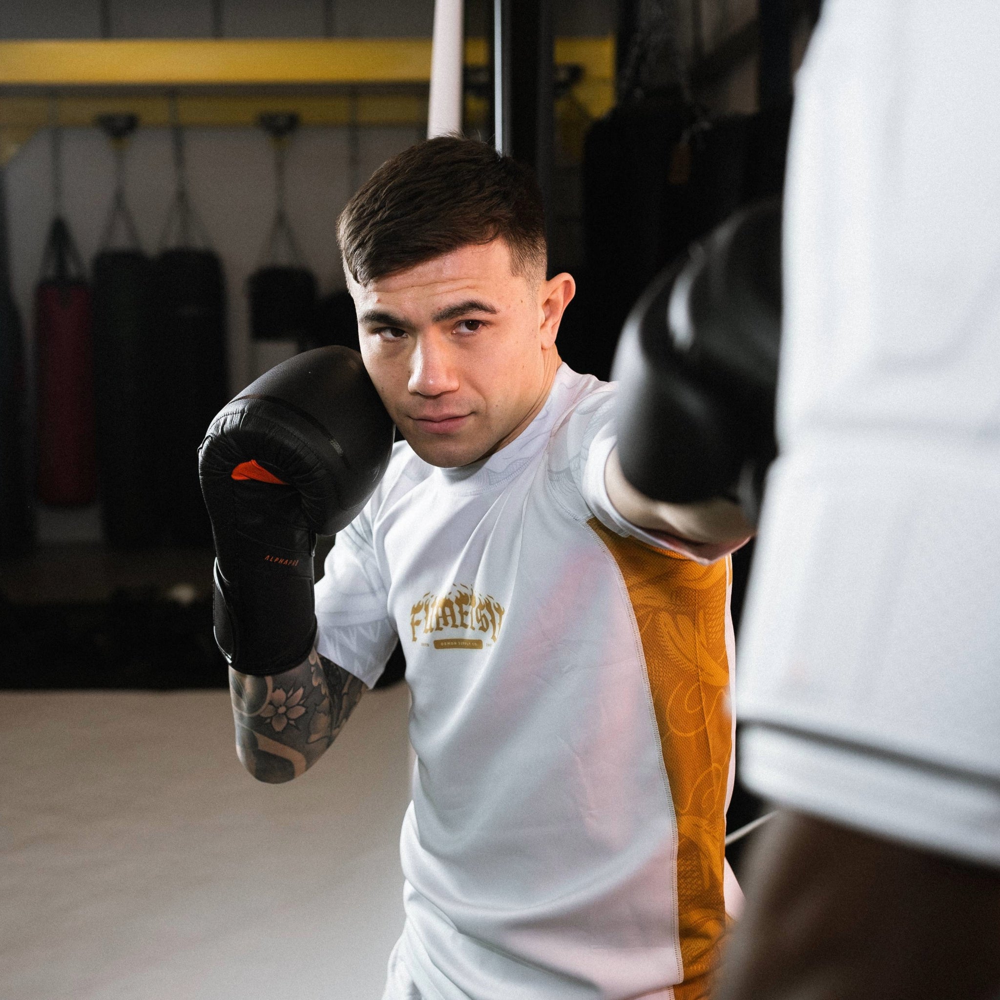 Oni Short Sleeve Rash Guard White/Gold/Grey Lifestyle