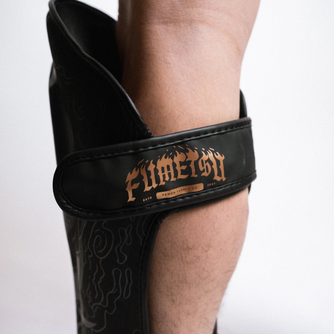 Oni Shin Guards Black/Grey/Bronze Lifestyle 3