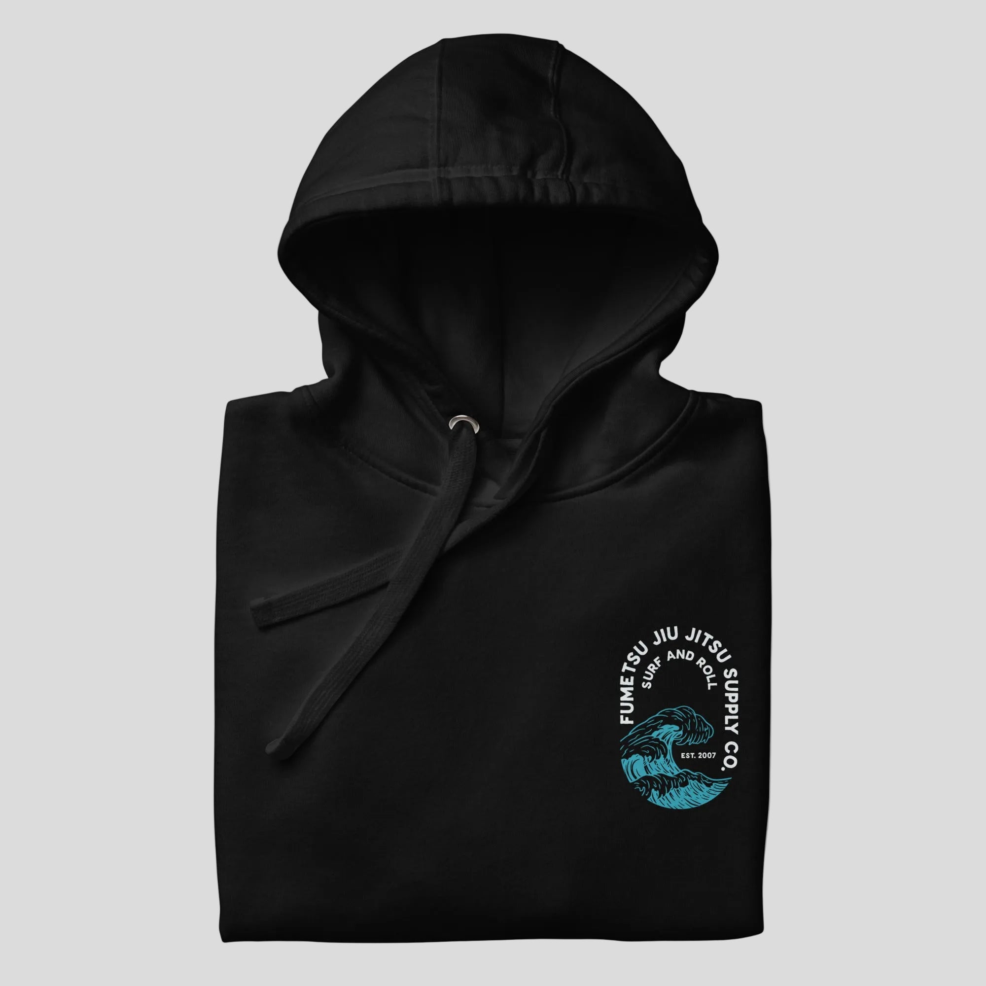 Surf and Roll Hoodie Black Folded