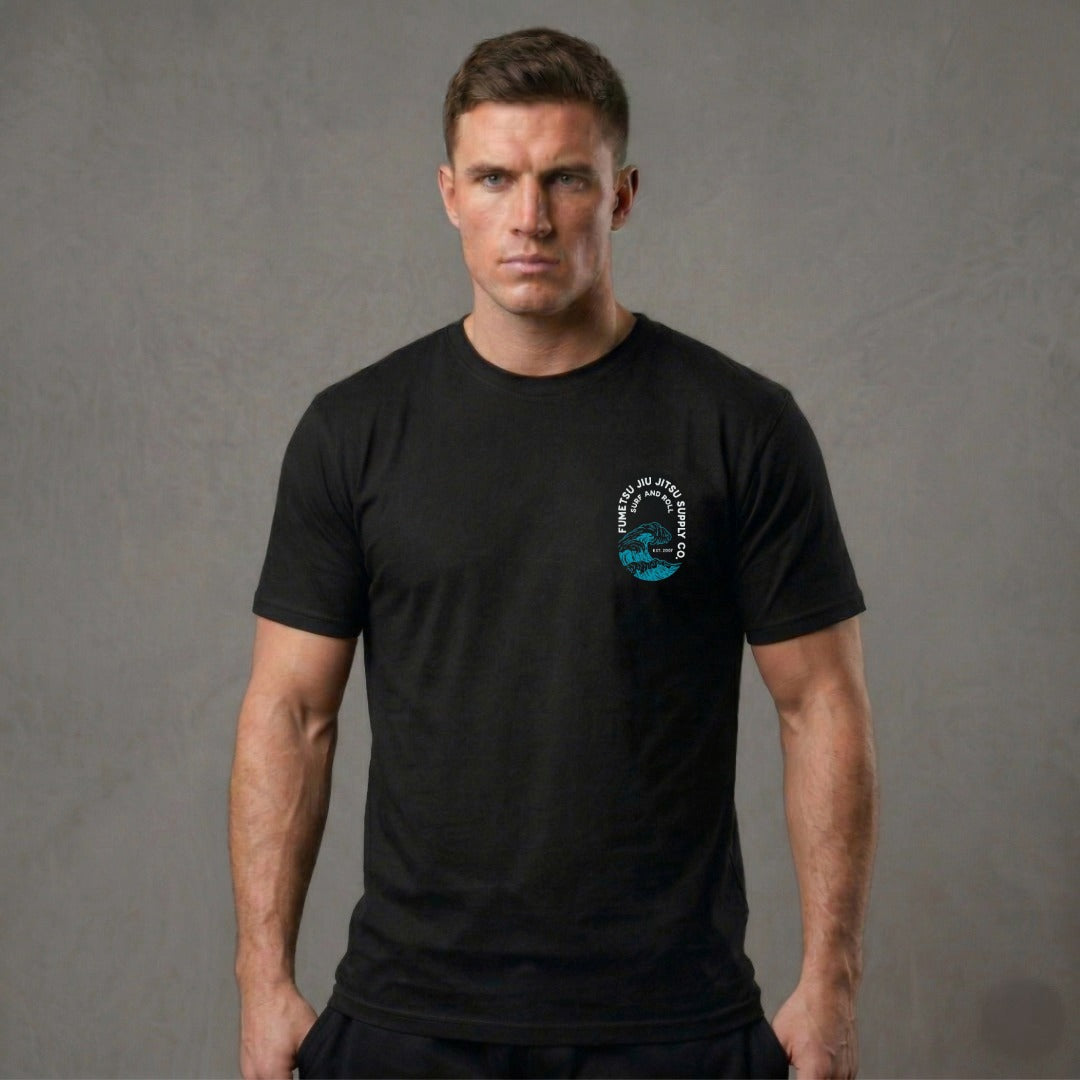 Surf and Roll T-Shirt Black Lifestyle New