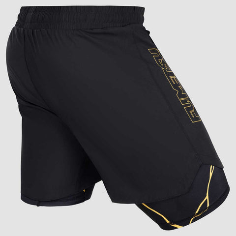 Kintsugi Dual Layer Fight Shorts - Black-Gold
